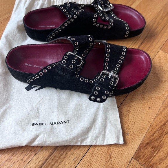 Isabel Marant Black and Red Sandals with Silver Accents - Picture 2 of 4
